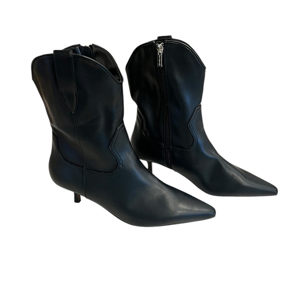 NEW Steven New York Bana Black Pointed Toe Black Western Stiletto Bootie 8.5